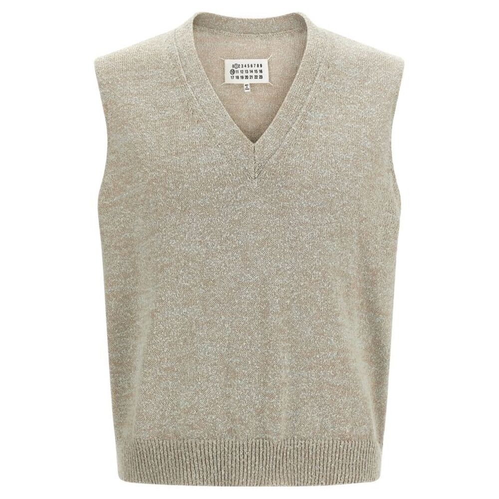 Maison Margiela Beige Cotton Sleeveles Men's Sweater